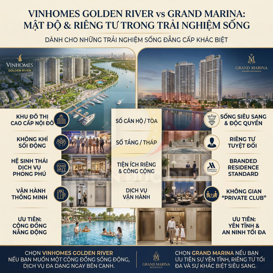 So sánh dự án căn hộ cao cấp Vinhomes Golden River và Grand Marina bên sông với tiện ích sang trọng
