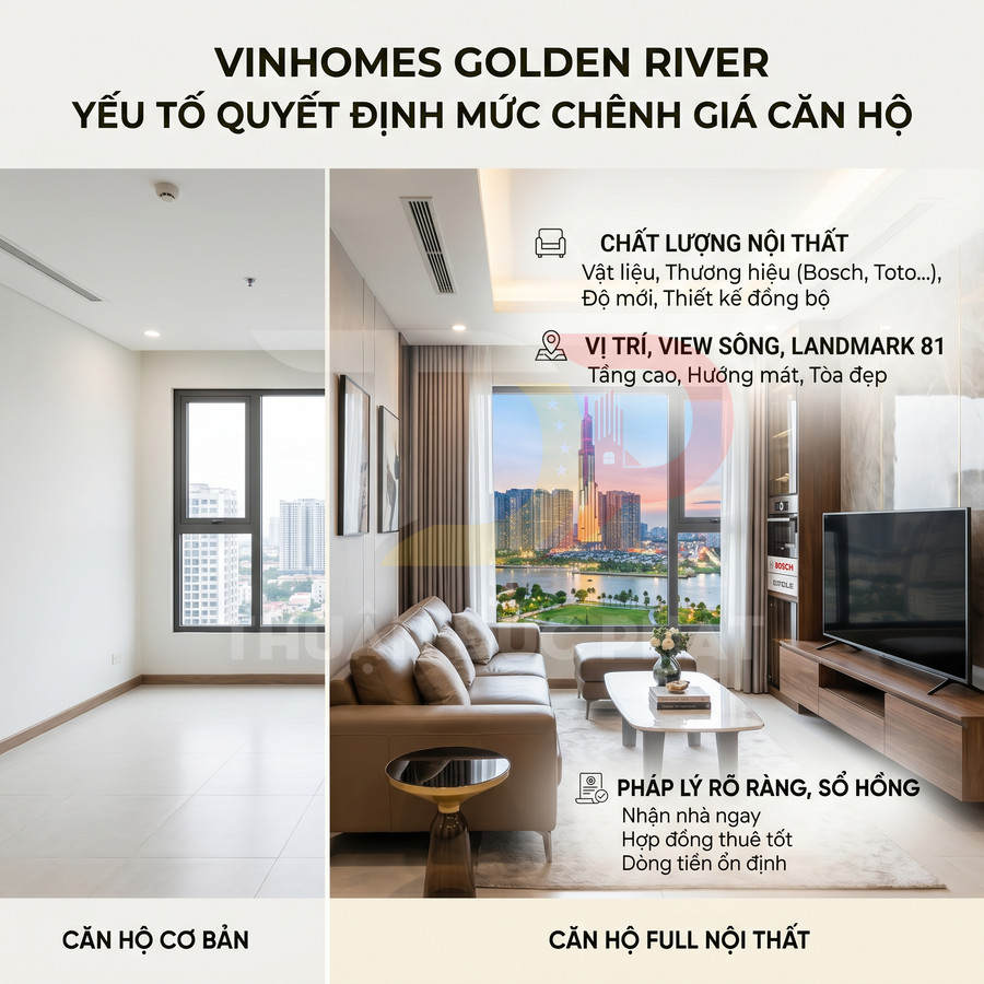 So sánh căn hộ cơ bản và căn hộ full nội thất cao cấp tại Vinhomes Golden River