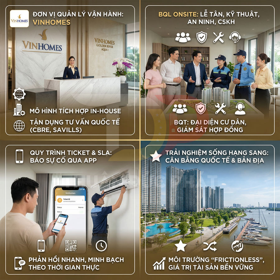 Hình ảnh giới thiệu dịch vụ quản lý vận hành khu căn hộ cao cấp Vinhomes với tiện ích, bảo trì và an ninh chuyên nghiệp