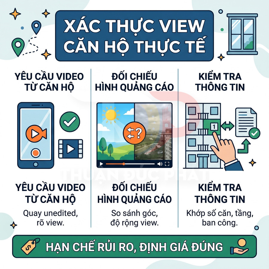 Hướng dẫn xác thực view căn hộ thực tế bằng video, đối chiếu hình quảng cáo và kiểm tra thông tin căn hộ